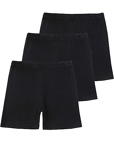 Kiench Teenager Mädchen Radlerhose Baumwolle Kurze Leggings unter Kleid 3er-Pack 3 Schwarz EU Größe 134/7-8 Jahre Etikett 150 von Kiench