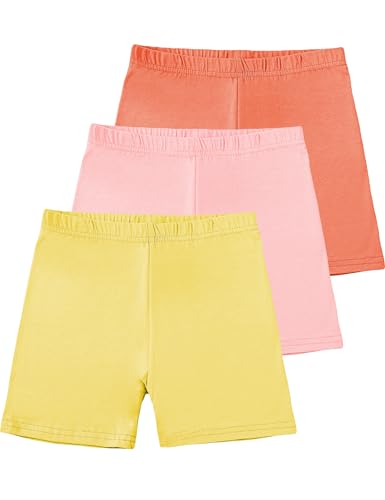 Kiench Teenager Mädchen Radlerhose Baumwolle Kurze Leggings unter Kleid 3er-Pack Orange & Gelb & Rosa EU Größe 158-164/12-14 Jahre/Damen Größe 38-40 Etikett M von Kiench