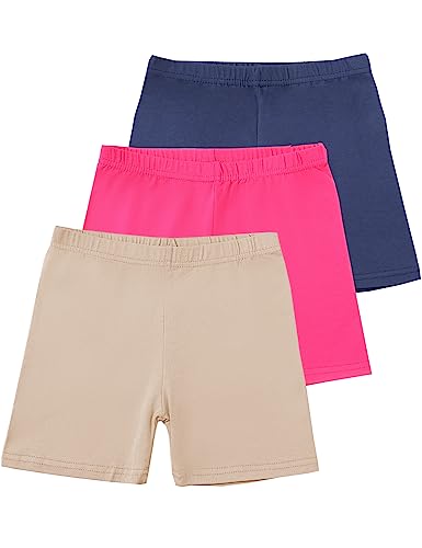 Kiench Teenager Mädchen Radlerhose Baumwolle Kurze Leggings unter Kleid 3er-Pack Rosarot & Marineblau & Beige EU Größe 140-146/9-10 Jahre Etikett 170 von Kiench