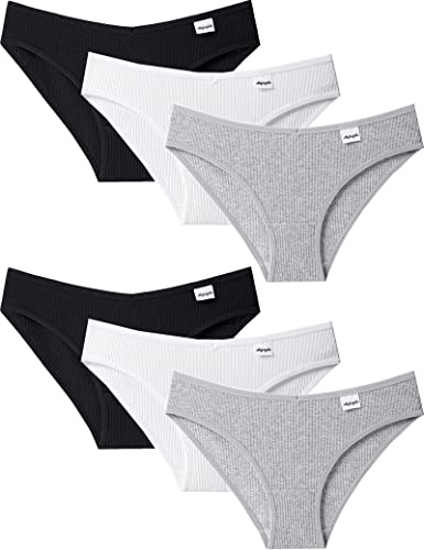 Kiench Teenager Mädchen Unterhosen Baumwolle Bikini Hipster Slips 6er-Pack Grau & Weiß & Schwarz EU Größe 170-176/15-17 Jahre Etikett XL von Kiench