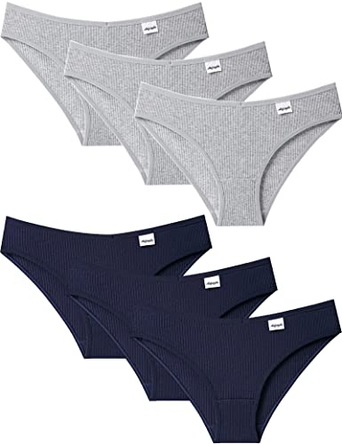 Kiench Teenager Mädchen Unterhosen Baumwolle Bikini Hipster Slips 6er-Pack Marineblau & Grau EU Größe 146/9-10 Jahre Etikett S von Kiench