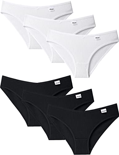 Kiench Teenager Mädchen Unterhosen Baumwolle Bikini Hipster Slips 6er-Pack Schwarz & Weiß EU Größe 146/9-10 Jahre Etikett S von Kiench