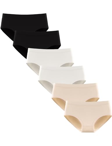 Kiench Teenager Mädchen Unterhosen Baumwolle Hipster Slips 6er-Pack Basic EU Größe 170-176/16-18 Jahre Etikett XL von Kiench