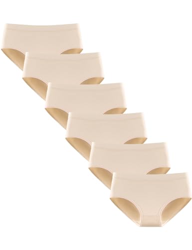 Kiench Teenager Mädchen Unterhosen Baumwolle Hipster Slips 6er-Pack Hautfarbe EU Größe 146-152/10-12 Jahre Etikett M von Kiench