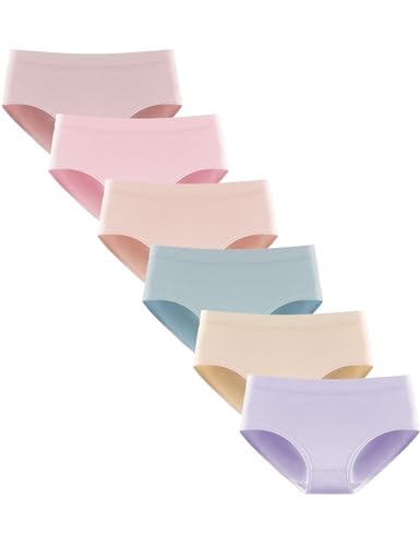Kiench Teenager Mädchen Unterhosen Baumwolle Hipster Slips 6er-Pack Macaron-Farbton EU Größe 158-164/13-15 Jahre Etikett L von Kiench