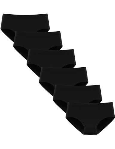 Kiench Teenager Mädchen Unterhosen Baumwolle Hipster Slips 6er-Pack Schwarz EU Größe 158-164/13-15 Jahre Etikett L von Kiench