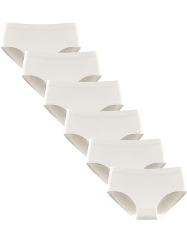 Kiench Teenager Mädchen Unterhosen Baumwolle Hipster Slips 6er-Pack Weiß EU Größe 146-152/10-12 Jahre Etikett M von Kiench