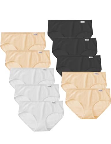 Kiench Teenager Mädchen Unterhosen Baumwolle Slips 10er-Pack Schwarz & Weiß & Hautfarben EU Größe 140-146/9-11 Jahre von Kiench