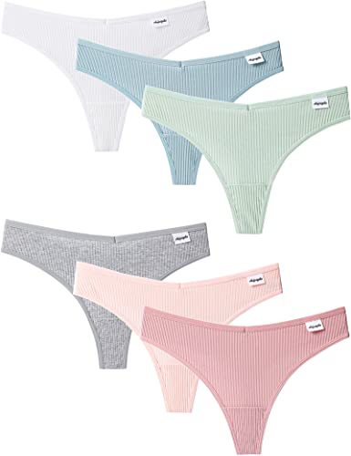 Kiench Teenager Mädchen Unterhosen Baumwolle Tanga 6er-Pack Pastelltönen (Rosa & Grün & Beige & Grau & Weiß & Blau) EU Größe 176/16-18 Jahre Etikett XL von Kiench