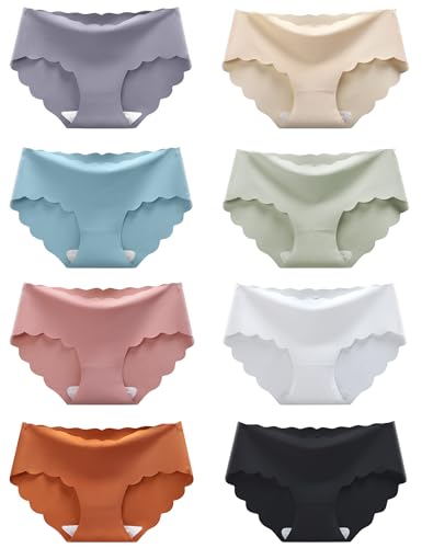 Kiench Teenager Mädchen Unterhosen Nahtlose Slips Seamless Unterwäsche 8er-Pack Bunter Unifarben EU Gr. 140-146/8-10 Jahre Etikett M von Kiench
