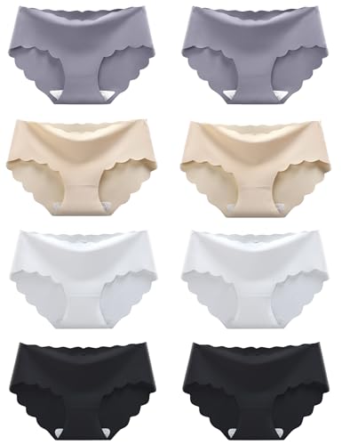 Kiench Teenager Mädchen Unterhosen Nahtlose Slips Seamless Unterwäsche 8er-Pack Lässiger Farbton EU Gr. 152-158/11-12 Jahre Etikett L von Kiench