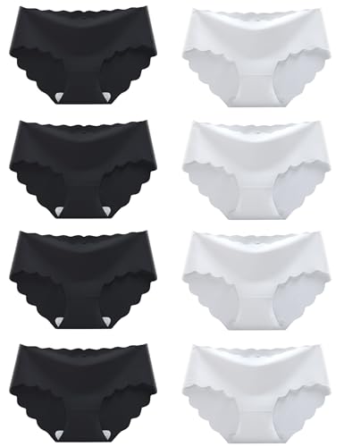 Kiench Teenager Mädchen Unterhosen Nahtlose Slips Seamless Unterwäsche 8er-Pack Schwarz & Weiß EU Gr. 164-170/13-15 Jahre Etikett XL von Kiench