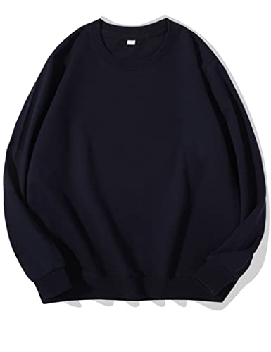 Kiench Teenager Sweatshirt Jungen Mädchen Basic Pullover Rundhals Baumwolle Dunkelblau EU Größe 170/14-16 Jahre Etikett XL von Kiench