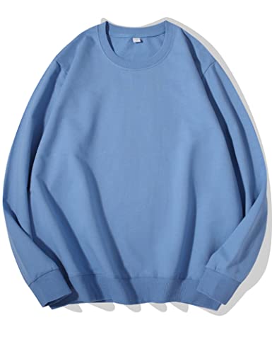 Kiench Teenager Sweatshirt Jungen Mädchen Basic Pullover Rundhals Baumwolle Hellblau EU Größe 176/16-18 Jahre Etikett 2XL von Kiench