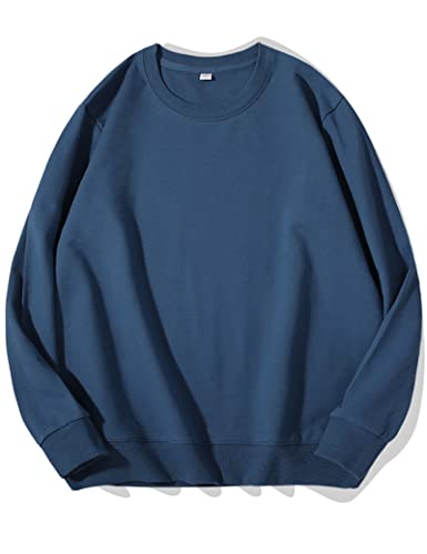 Kiench Teenager Sweatshirt Jungen Mädchen Basic Pullover Rundhals Baumwolle Jeansblau EU Größe 170/14-16 Jahre Etikett XL von Kiench