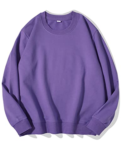 Kiench Teenager Sweatshirt Jungen Mädchen Basic Pullover Rundhals Baumwolle Lila EU Größe 164/12-14 Jahre Etikett L von Kiench