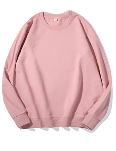 Kiench Teenager Sweatshirt Jungen Mädchen Basic Pullover Rundhals Baumwolle Rosa EU Größe 170/14-16 Jahre Etikett XL von Kiench