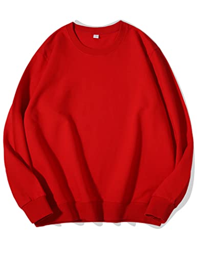 Kiench Teenager Sweatshirt Jungen Mädchen Basic Pullover Rundhals Baumwolle Rot EU Größe 152-158/10-12 Jahre Etikett M von Kiench