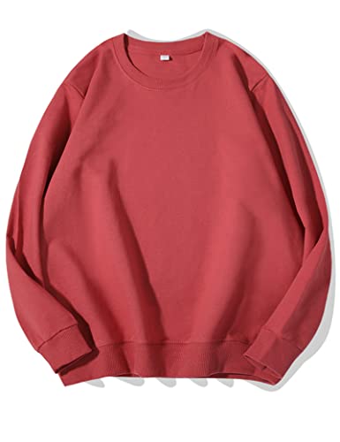 Kiench Teenager Sweatshirt Jungen Mädchen Basic Pullover Rundhals Baumwolle Ziegelrot EU Größe 152-158/10-12 Jahre Etikett M von Kiench