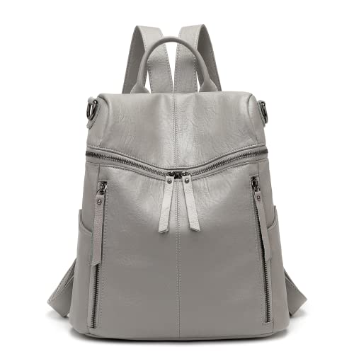 Damen Rucksack PU Leder, Lässig Lederrucksack 2 in 1 Rucksack Schultertasche Diebstahlschutz, Elegant Backpack Leichte Wasserdicht Große Multipockets Mode für Arbeit Schule Reise von Kiepoar
