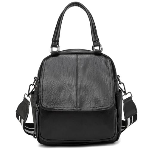 Elegant Damen Leder Rucksack, Stilvoll Multifunktionaler Lederrucksack 3-in-1 mit Schultergurt als Backpack Umhängetasche und Handtasche, Mehrere Fächer Diebstahlschutz Bag für Arbeit Schule Reise von Kiepoar