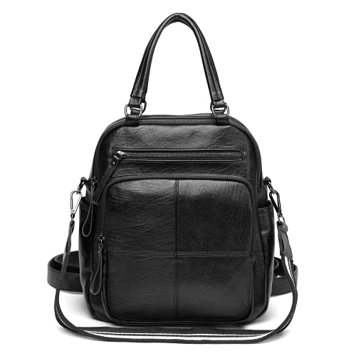 Damen Rucksack Schultertasche Leder 3 in 1 als Fashion Backpack Umhängetasche Handtasche, Elegant Wasserdicht Große Lederrucksack Leichte Mode Mehrere Taschen Passend für Arbeit Schule Reise von Kiepoar