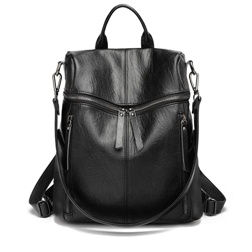 Damen Rucksack PU Leder, Lässig Lederrucksack 2 in 1 Rucksack Schultertasche Diebstahlschutz, Elegant Backpack Leichte Wasserdicht Große Multipockets Mode für Arbeit Schule Reise von Kiepoar