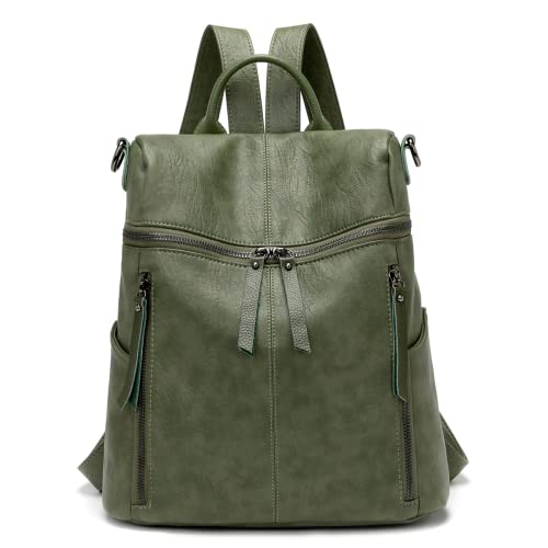 Damen Rucksack PU Leder, Lässig Lederrucksack 2 in 1 Rucksack Schultertasche Diebstahlschutz, Elegant Backpack Leichte Wasserdicht Große Multipockets Mode für Arbeit Schule Reise von Kiepoar