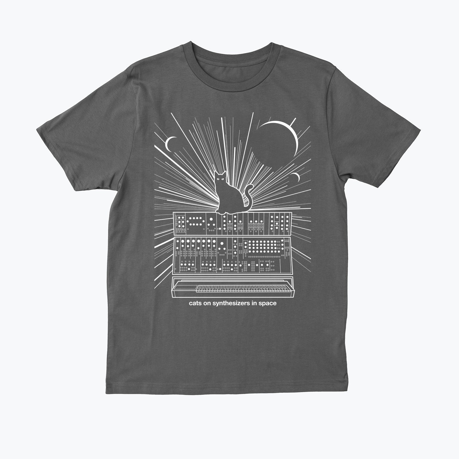 Katzen Auf Synthesizern Im Weltraum - Graues T-Shirt Katzen Auf Synthesizern Im Weltraum - Graues T-Shirt von KieranHeather