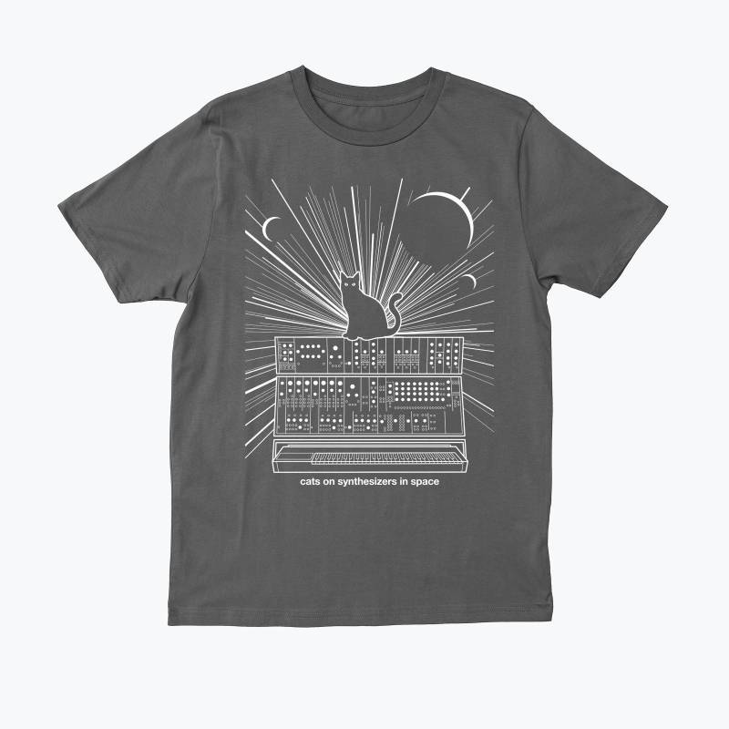 Katzen Auf Synthesizern Im Weltraum - Graues T-Shirt Katzen Auf Synthesizern Im Weltraum - Graues T-Shirt von KieranHeather