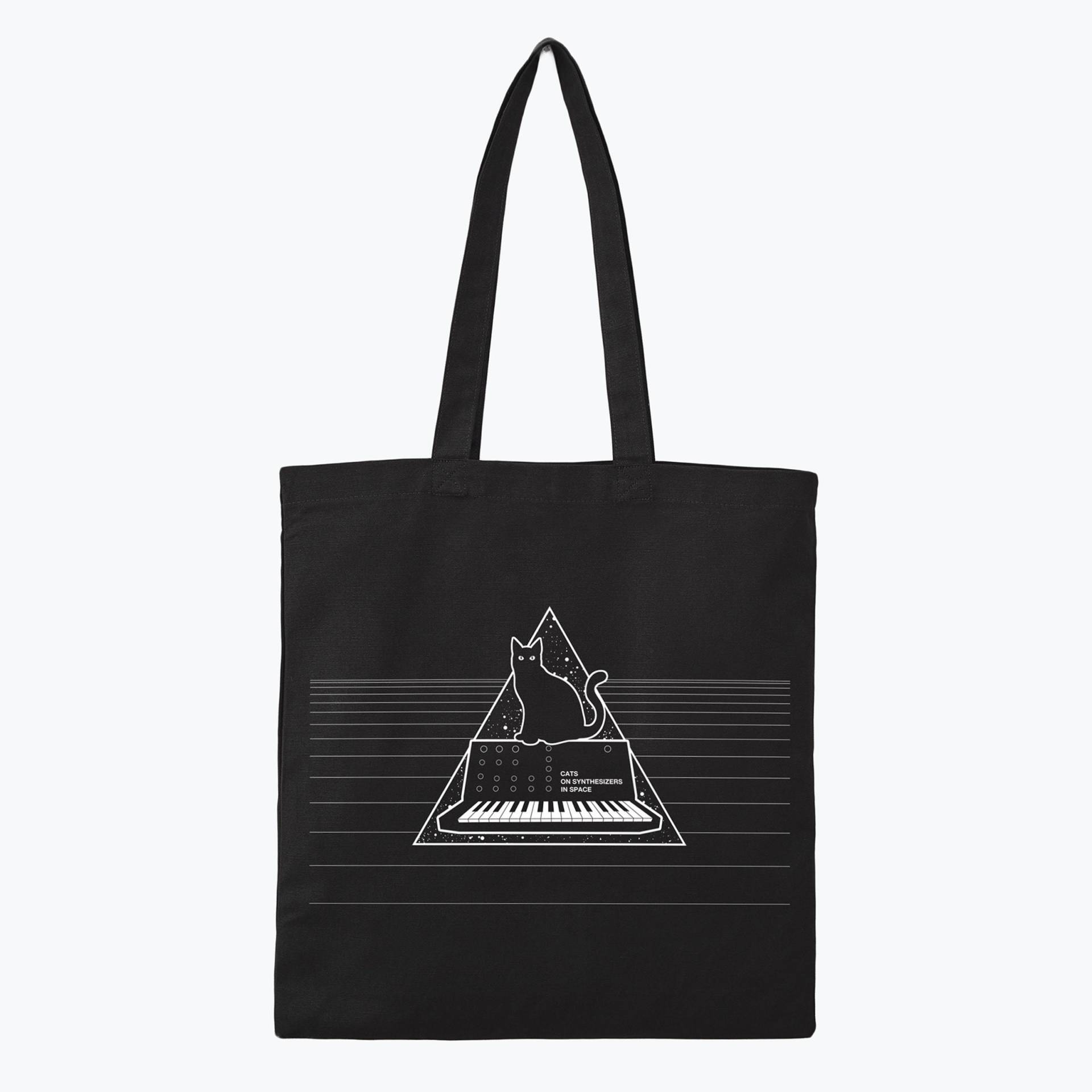 Katzen Auf Synthesizern Im Weltraum - Schwarze Canvas-Einkaufstasche Katzen Auf Synthesizern Im Weltraum - Schwarze Canvas-Einkaufstasche von KieranHeather