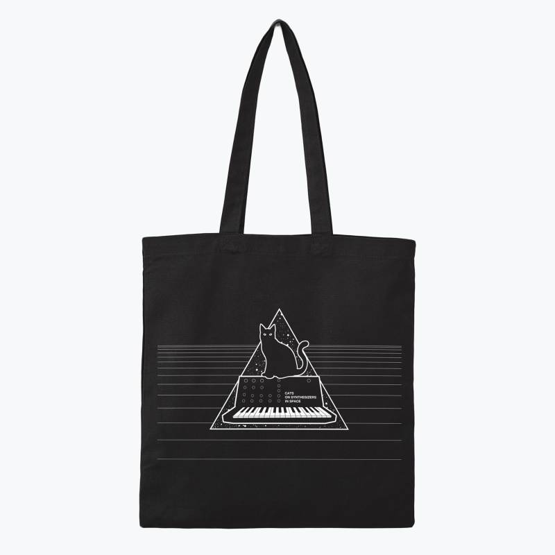 Katzen Auf Synthesizern Im Weltraum - Schwarze Canvas-Einkaufstasche von KieranHeather