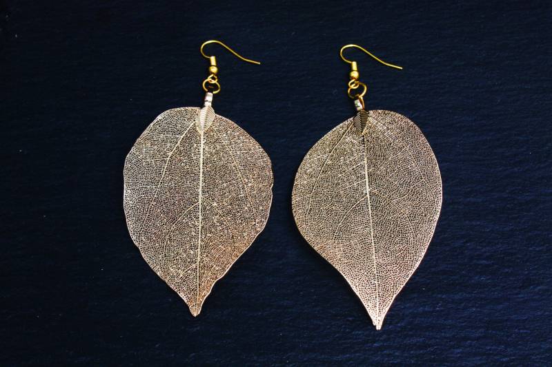 Ohrhänger Blatt Vergoldet von Kieselschmuck