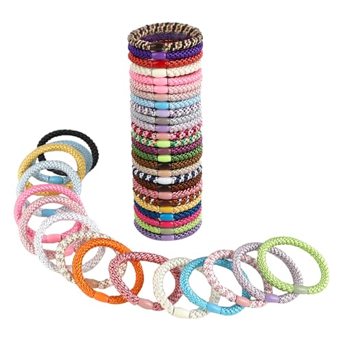 Kievano 42 Stück Haargummis Damen Set – Elastische geflochtene Zopfgummis, stylische Pferdeschwanzhalter für dickes, lockiges & glattes Haar, bunt & haarschonend von Kievano
