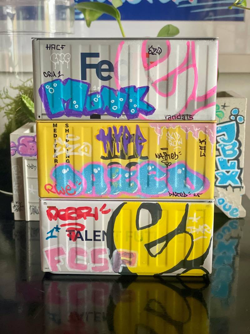 Graffiti Mini-Container Mit Abnehmbarem Deckel - Urban Style Aufbewahrungsbox von KiezArtLab
