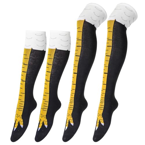Kifmurase 2 Stück Chicken Leg Socks Damen Herren Witzige Socken Hühner Legs Sock, Lustige Hühnerbein Paw Huhn Kostüm Vogel Overknee Stocking Strümpfe Narrentag Halloween Funny Socks Witzige Geschenke von Kifmurase