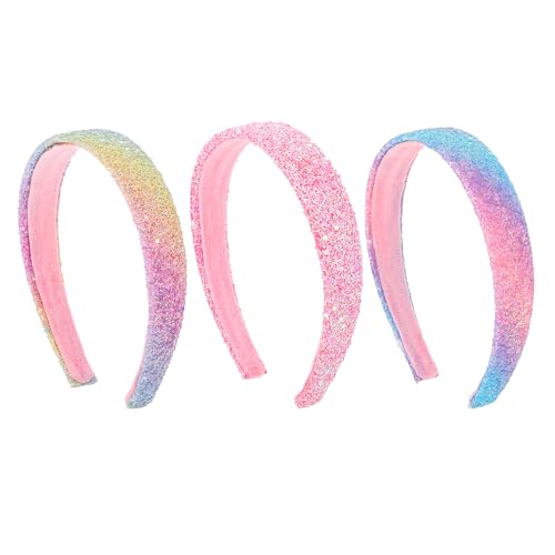 Kifmurase 3 Stück Glitzer Stirnbänder für Mädchen, Glitzernde Konfetti Pailletten Bling Rutschfestes Breit Haarband Regenbogen-Pailletten Haarschmuck für Frauen Mädchen Kinder party von Kifmurase