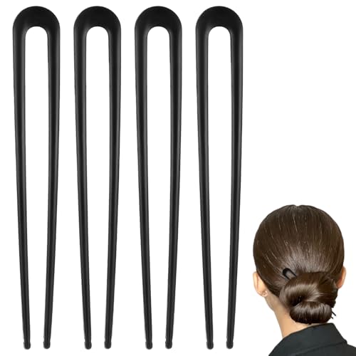 Kifmurase 4 Stück French Hair Pin Metall Französische Haarnadel, Schwarzer U-Förmige Haargabel Groß Haarpin, 15cm French Twist-Haarnadeln für Frauen Mädchen Alle Haartypen Frisurenzubehör von Kifmurase