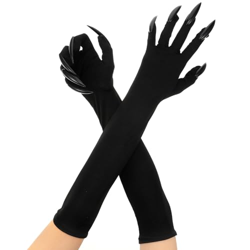Kifmurase Halloween Handschuhe Lange Nagelhandschuhe Schwarze Cosplay Lange Fingernägel Handschuhe Mit Krallen Halloween Cosplay Requisiten von Kifmurase