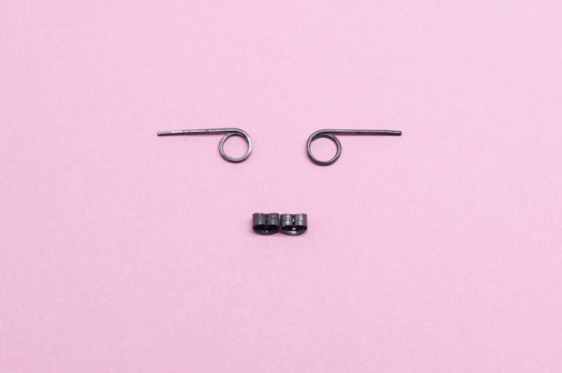 Small O-Shaped Silver Black Stud Earrings Set - Black Line Staple Minimalist Earrings, Edgy Earrings Small O-Shaped Silver Black Stud Earrings Set - Black Line Staple Minimalist Earrings, Edgy Earrings von KifyJewellery