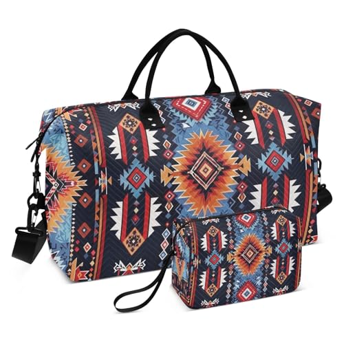 Kigai Reisetaschen mit Indianer-Tapisserie-Muster, 2 Stück, Sporttasche für Männer und Frauen, Wochenendtasche, Übernachtungstasche, Turnbeutel mit Kulturbeutel, A, 2PCS Kigai Reisetaschen mit Indianer-Tapisserie-Muster, 2 Stück, Sporttasche für Männer und Frauen, Wochenendtasche, Übernachtungstasche, Turnbeutel mit Kulturbeutel, A, 2PCS von Kigai