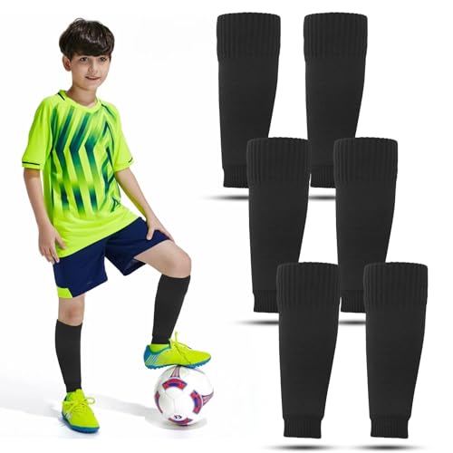 Kigniote 3 Paar Stutzen Kinder Fußball Schwarz Fussball Socken Kinder Stulpen Fußball Fussballsocken Kinder Fußball Stutzen für Jungen und Mädchen Innerhalb von 35cm Wadenumfang von Kigniote