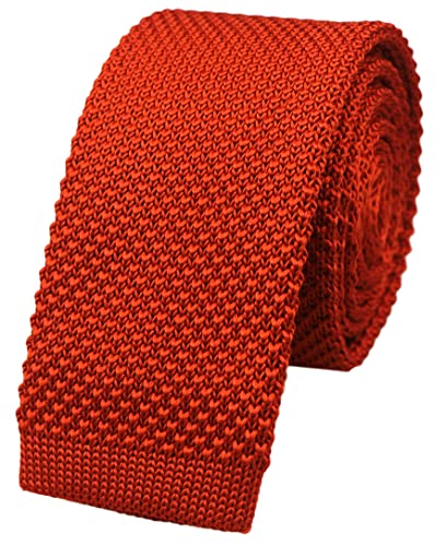 Herren-Krawatte, einfarbig, schmal, Vintage-Stil, formell, Baumwolle, Krawatte für Bräutigam, Deep Orange, Einheitsgröße von Kihatwin