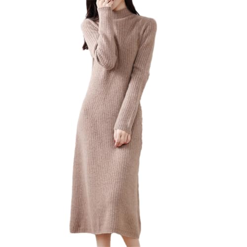 Damen Kleid Lang Kaschmir und Wolle Strickpullover Winter Rollkragen Kleider Damen Mitte Wade Pullover, Tuo Se, X-Large von Kiioouu