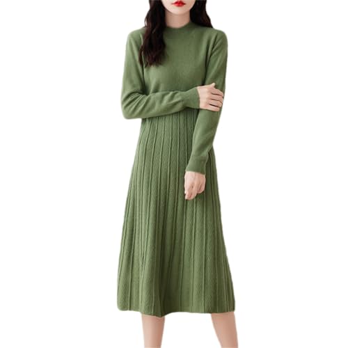 Frauen Rollkragen Knielang Frauen Kleider Kaschmir und Wolle Strickpullover Längeres Kleid, Rot Tuo Se, X-Large von Kiioouu