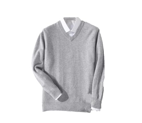 Herbst/Winter Kaschmir Pullover V-Ausschnitt Pullover Herren Lose Strickshirt Herren Pullover Top, grau, L von Kiioouu