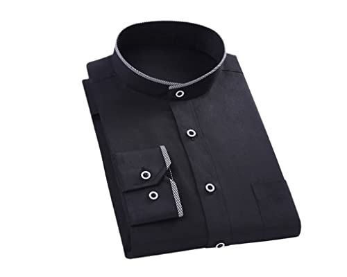 Herren Basic Standard-Fit Langarm Kleid Shirt Solid/Gestreift Formal Business Arbeit Büro Klassisches Herrenhemd, 17151, 3XL von Kiioouu