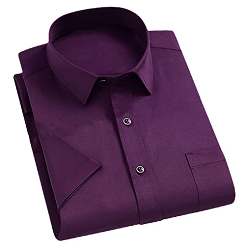 Herren Kurzarm Kleid Hemd bügelfrei Basic Business Social Stretch Sommer bequeme formelle Hemden, D835, XXL Herren Kurzarm Kleid Hemd bügelfrei Basic Business Social Stretch Sommer bequeme formelle Hemden, D835, XXL von Kiioouu