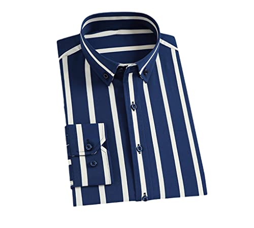 Kiioouu Herren Bügelfreies Stretch Weich Casual Gestreift Hemden Taschenlos Langarm Standard-Fit Button-Down Hemd, 2002-6., XL Kiioouu Herren Bügelfreies Stretch Weich Casual Gestreift Hemden Taschenlos Langarm Standard-Fit Button-Down Hemd, 2002-6., XL von Kiioouu