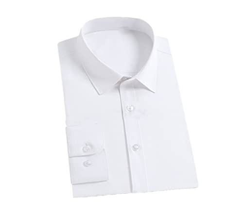 Kiioouu Herren Knitterfreies Stretch Kleid Hemd Bequem Weich Langarm Standard-Fit Büro Arbeit Hemden, weiß, XL von Kiioouu
